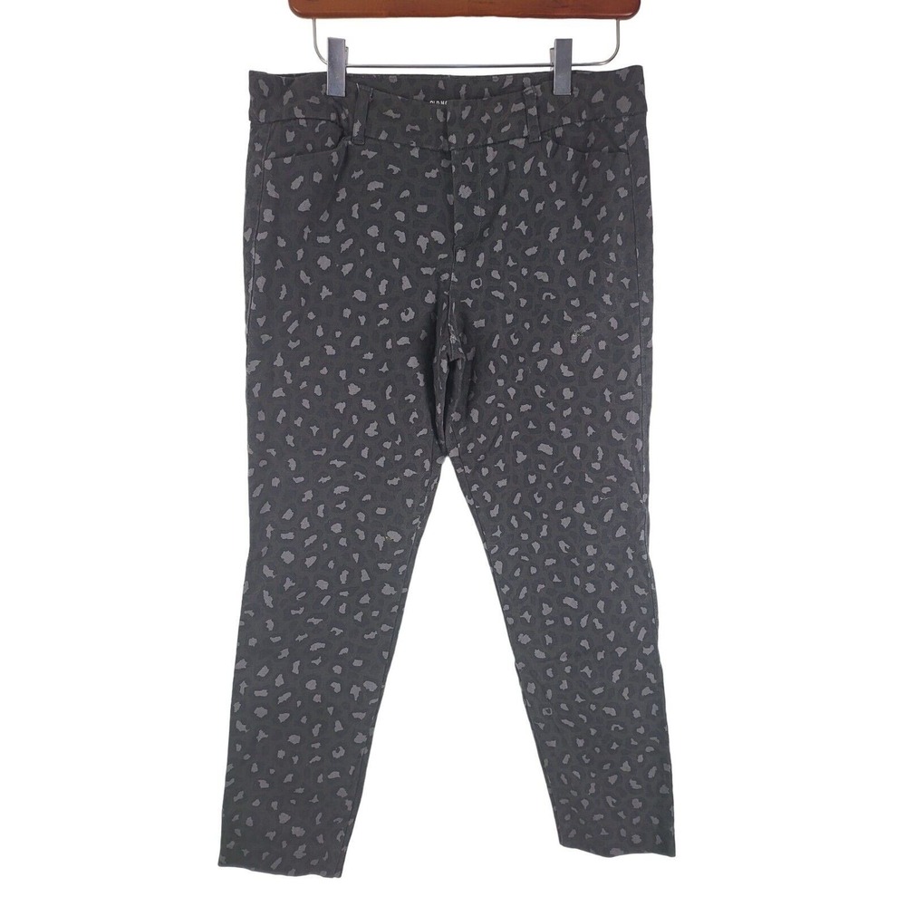 Old Navy Ankle Pixie Pants 6 Womens Dark Grey Animal Print Mid Rise Bottoms